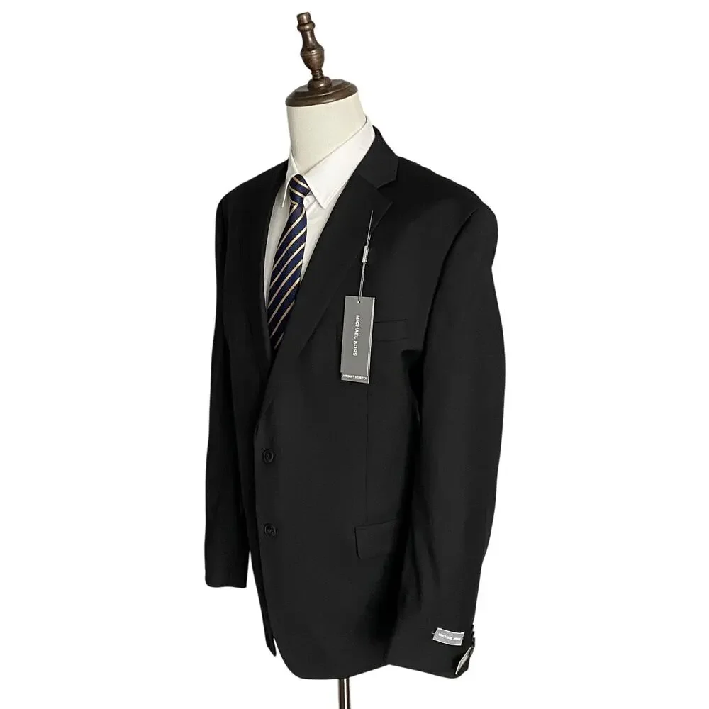Michael Kors Suit Jacket Men's 50L Modern Fit Airsoft Stretch Solid Black NWT